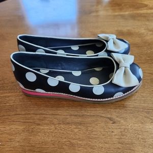 Lola Ramona Cecilia Bow Flats Slip On Leather Retro 39/9 Polka Dot